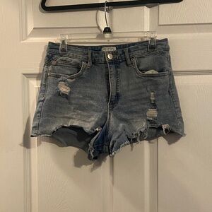Sofia by Sofia Vergara Blue Distressed Jean Shorts